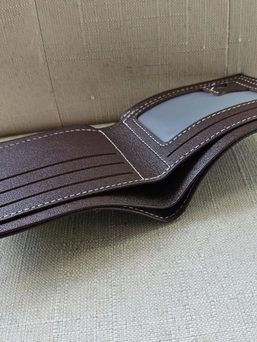 Men Wallet Brown Rubber Faux Leather Bifold Card Holder Waterproof Billfold